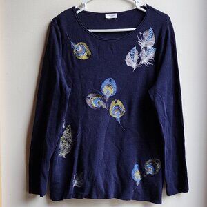 Gerry Weber Casual Collection Peacock Scoop Neck Sweater Size 12